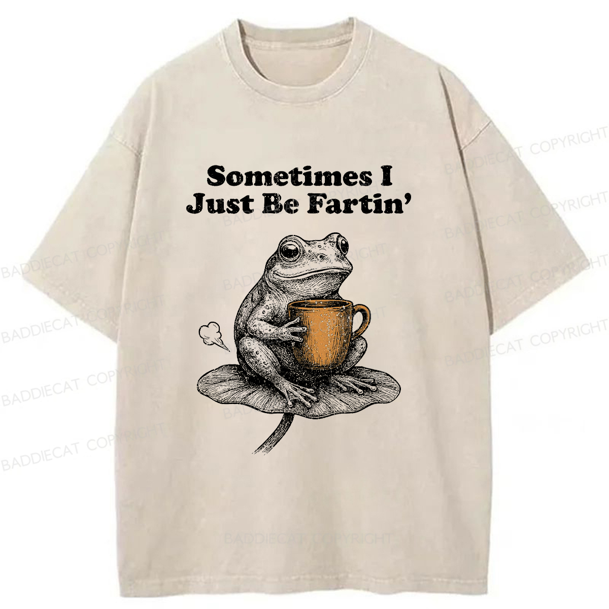 Baddiecat Farting Frog Washed T-shirt