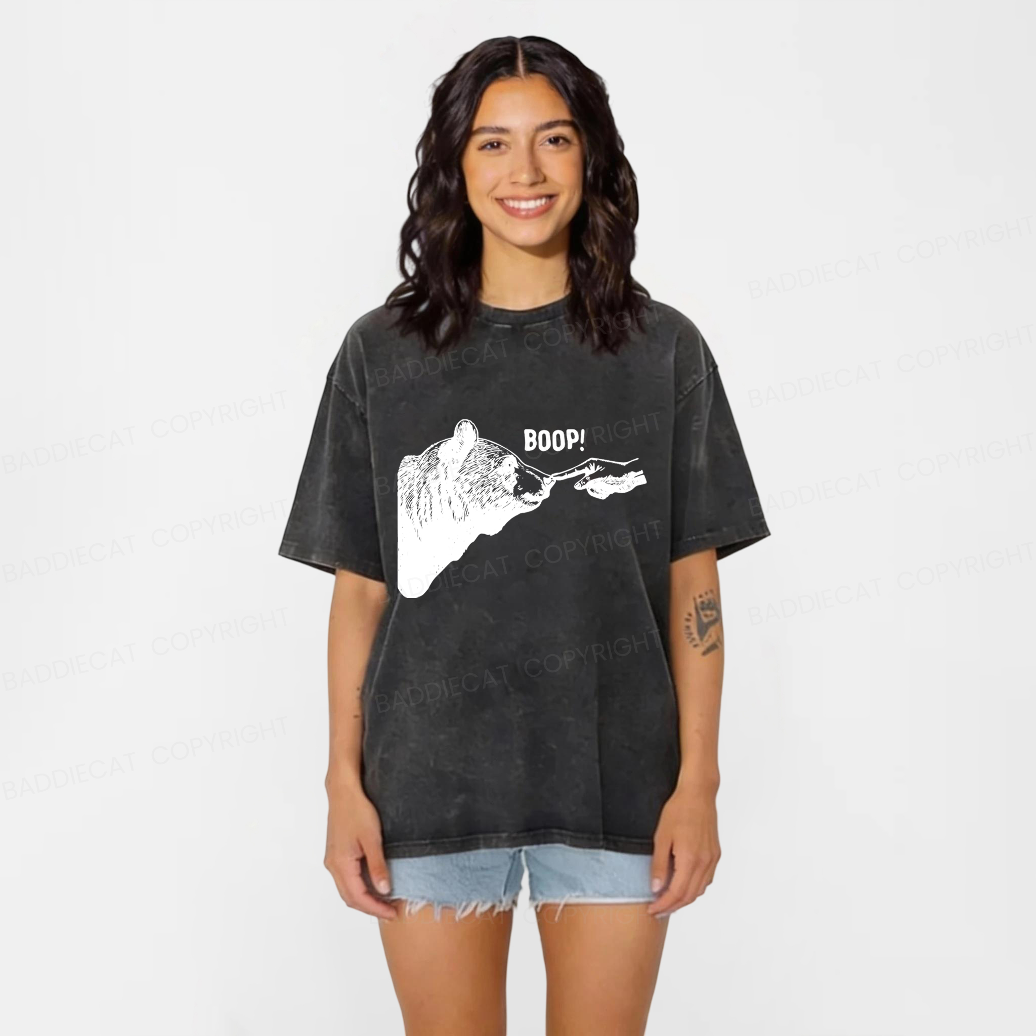 Baddiecat Boop Vintage Bear Washed T-shirt