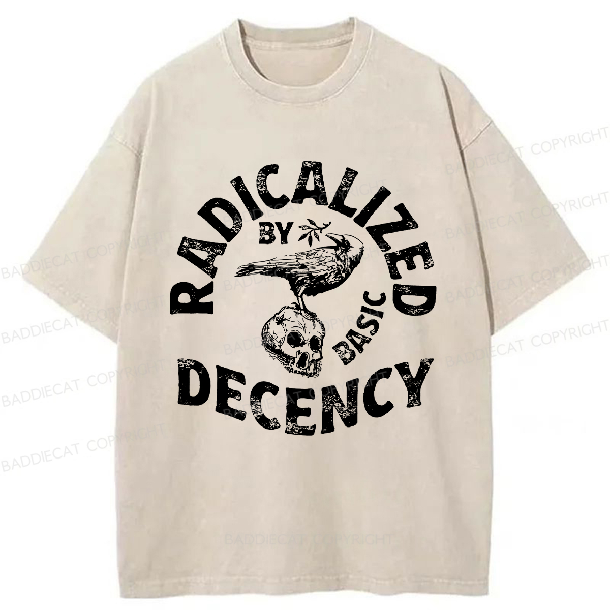 Baddiecat Olive Branch Raven Washed T-shirt