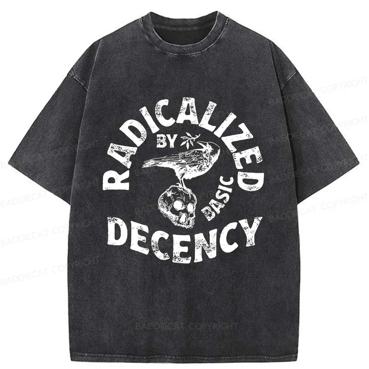 Baddiecat Olive Branch Raven Washed T-shirt