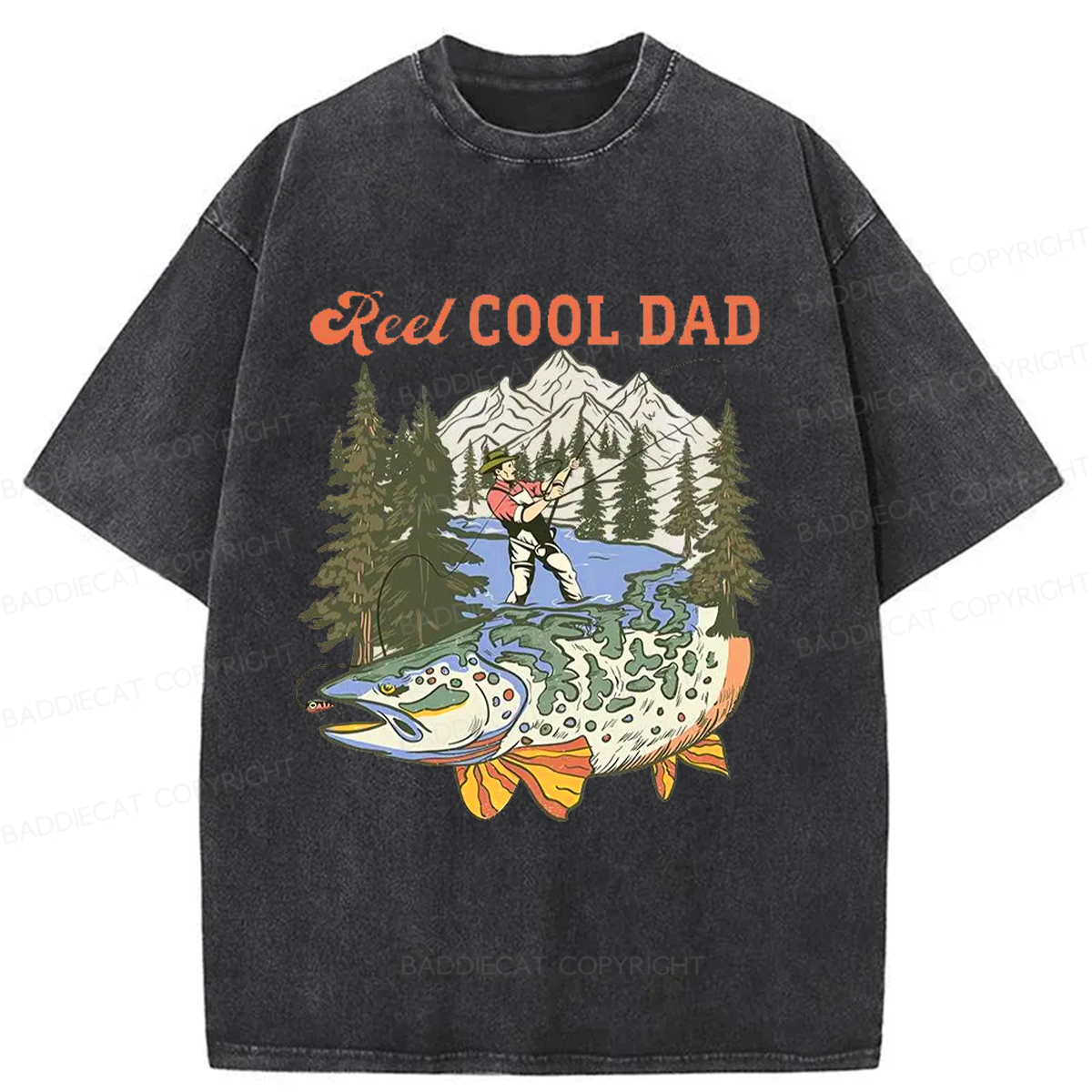 Baddiecat Reel Cool Dad Washed T-shirt