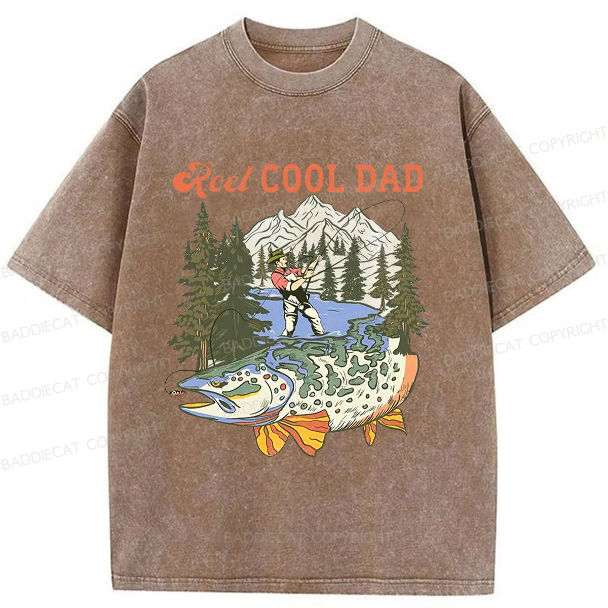 Baddiecat Reel Cool Dad Washed T-shirt