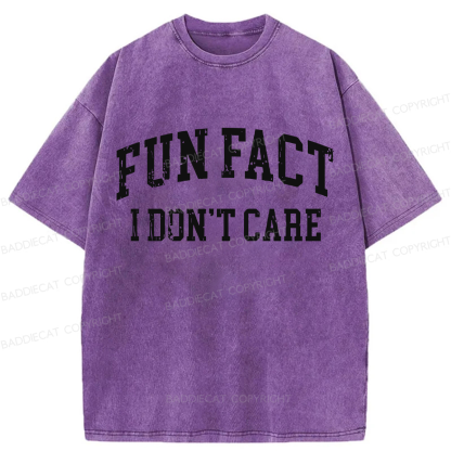 Baddiecat Fun Fact I Don't Care Washed T-shirt