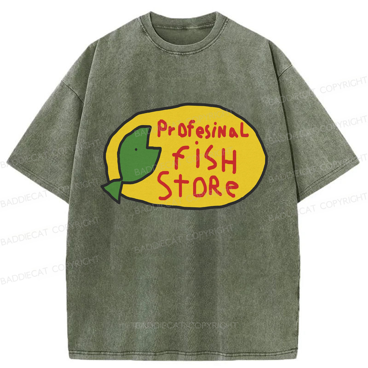 Baddiecat Profesinal Fish Store Washed T-shirt