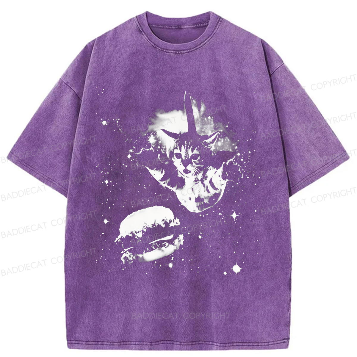 Baddiecat Cat Burger Washed T-shirt
