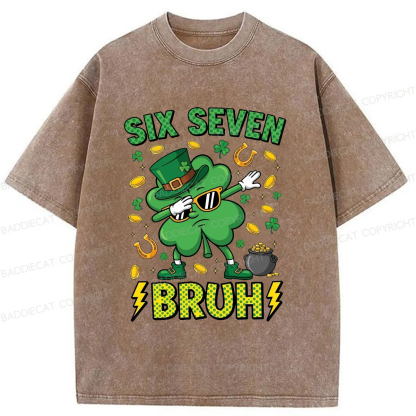Baddiecat Six Seven Bruh Washed T-shirt