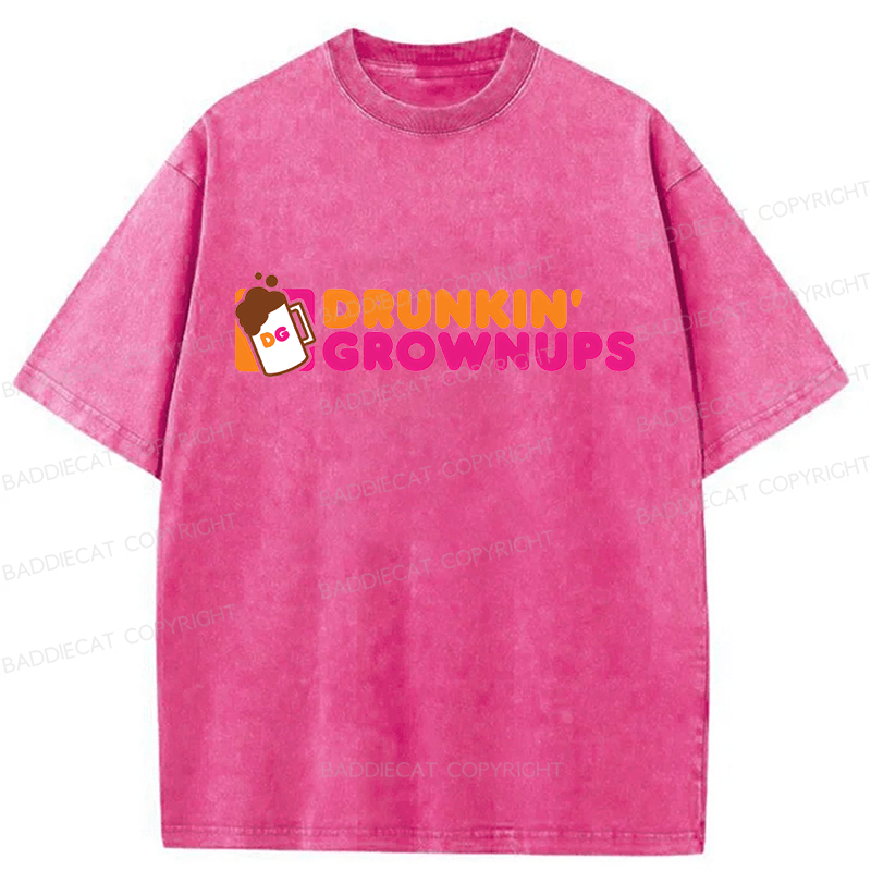 Baddiecat Drunkin Grownups Washed T-shirt