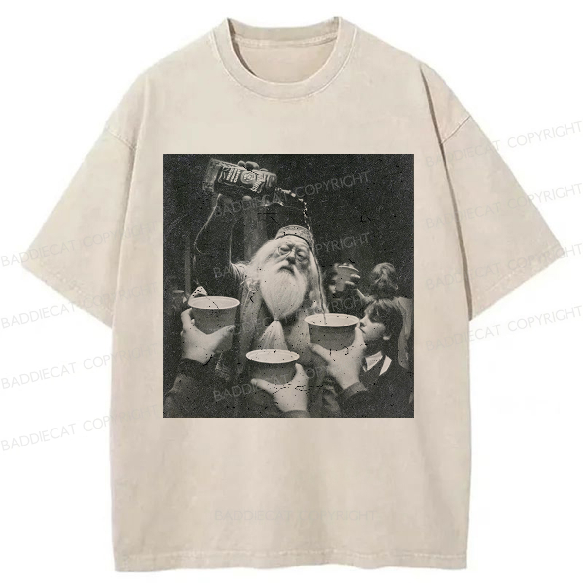 Baddiecat A Humorous Pattern Of Albus Dumbledore's Head Portrait Washed T-shirt