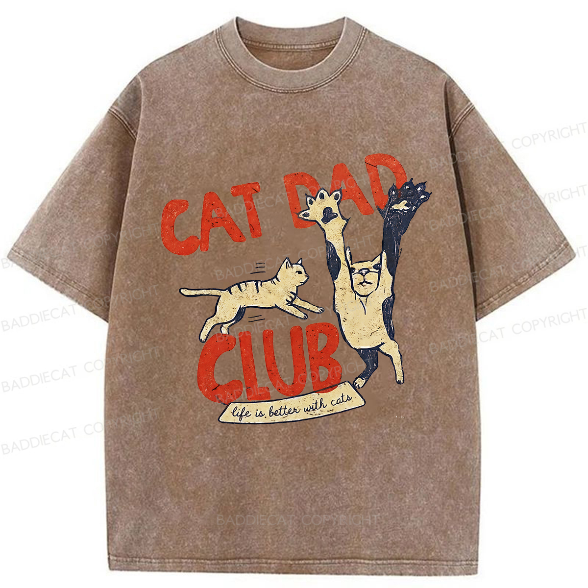 Baddiecat Cat Dad Club Washed T-shirt