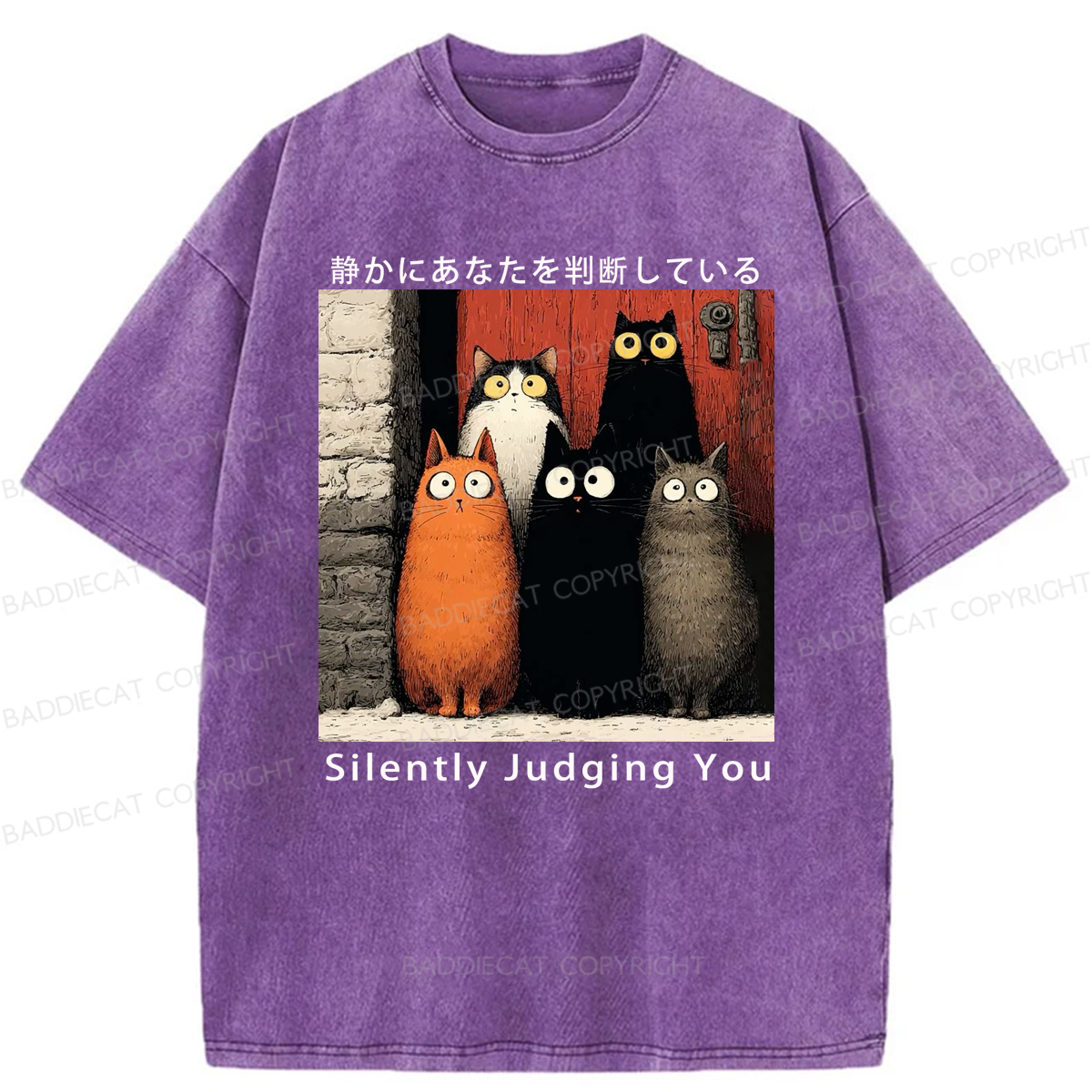 Baddiecat Cats Silently Judging You Washed T-shirt