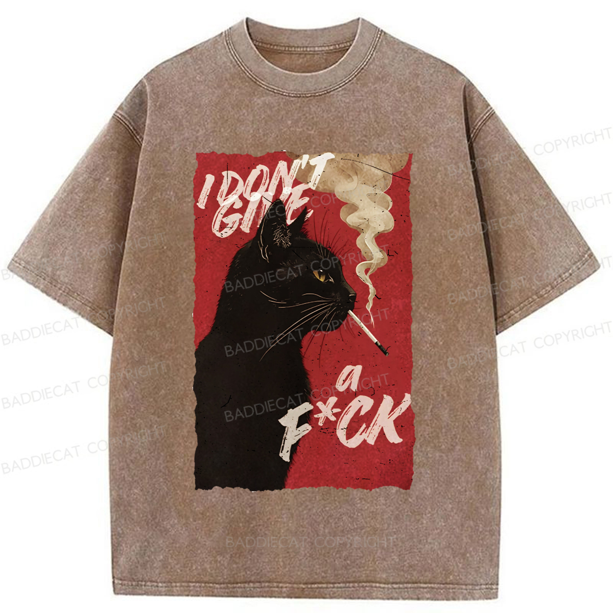 Baddiecat Rebellious Black Cat Washed T-shirt