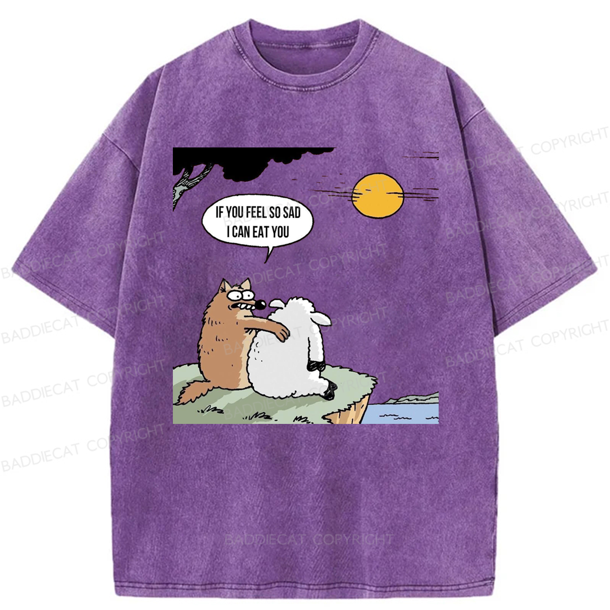 Baddiecat Wolf If You Feel So Sad I Will Eat You Washed T-shirt