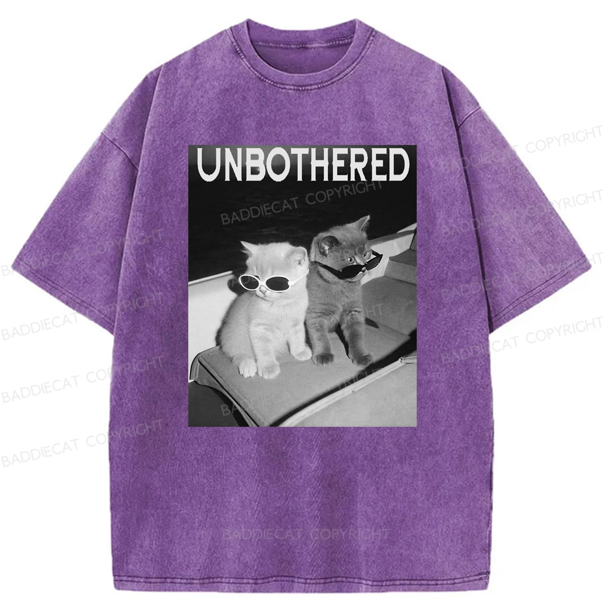 Baddiecat Unbothered Cats Washed T-shirt
