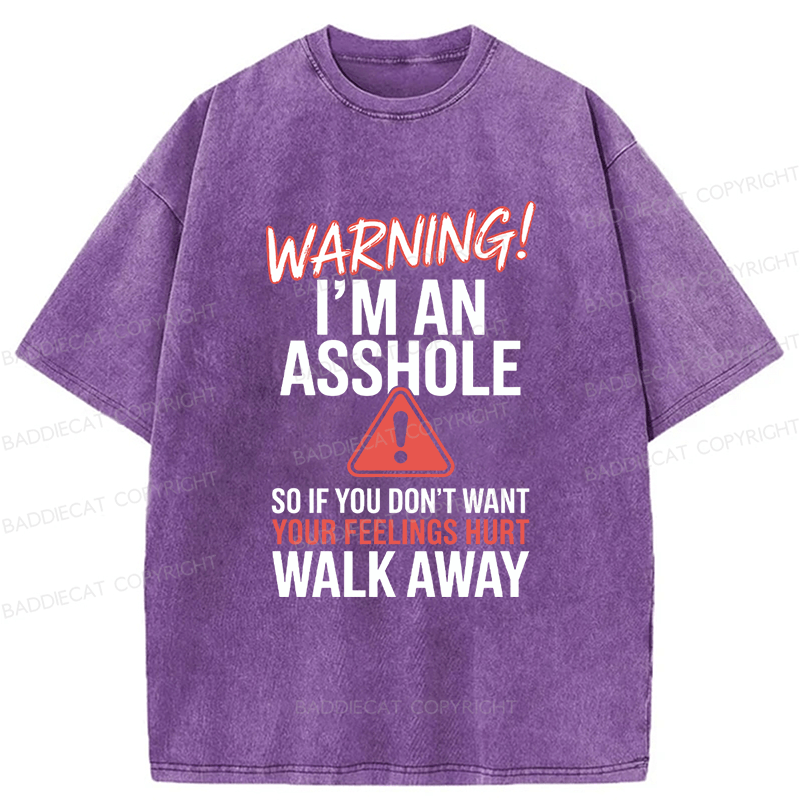 Baddiecat Anti Social Warning I'm An Asshole Washed T-shirt