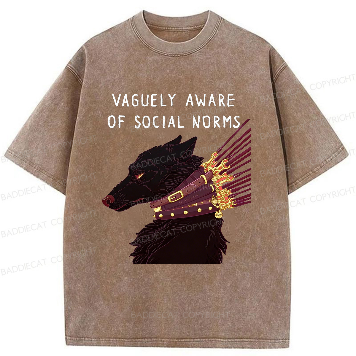 Baddiecat Vaguely Aware Of Social Norms Washed T-shirt