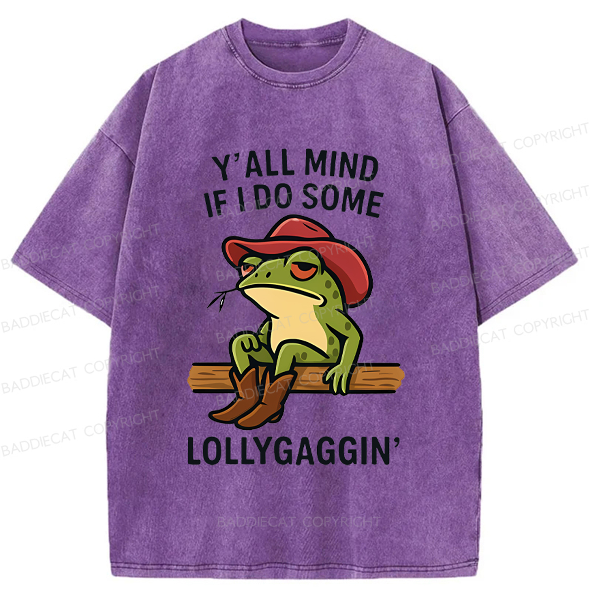 Baddiecat Y'all Mind If I Do Some Lollygaggin Frog Funny Washed T-shirt