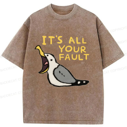 Baddiecat Angry Seagull Washed T-shirt