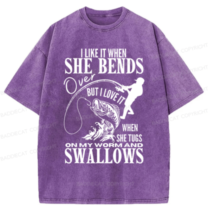 Baddiecat I Like It When She Bends Washed T-shirt