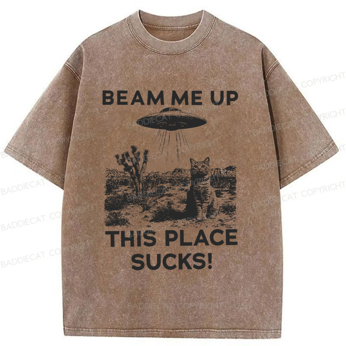 Baddiecat Cats That Escaped From Earth Washed T-shirt