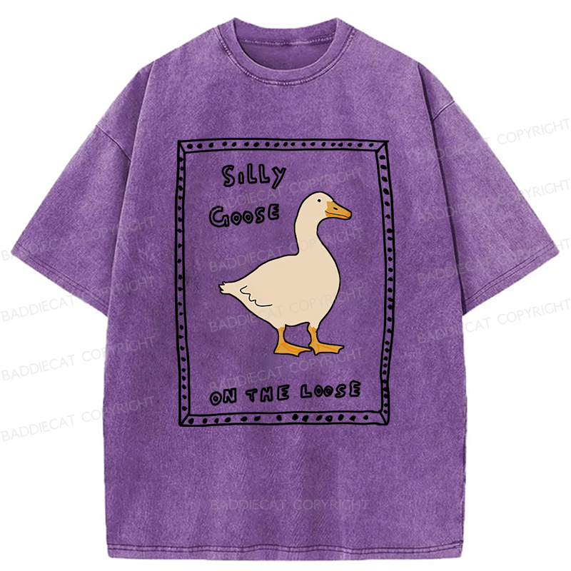 Baddiecat Silly Goose On The Loose Washed T-shirt
