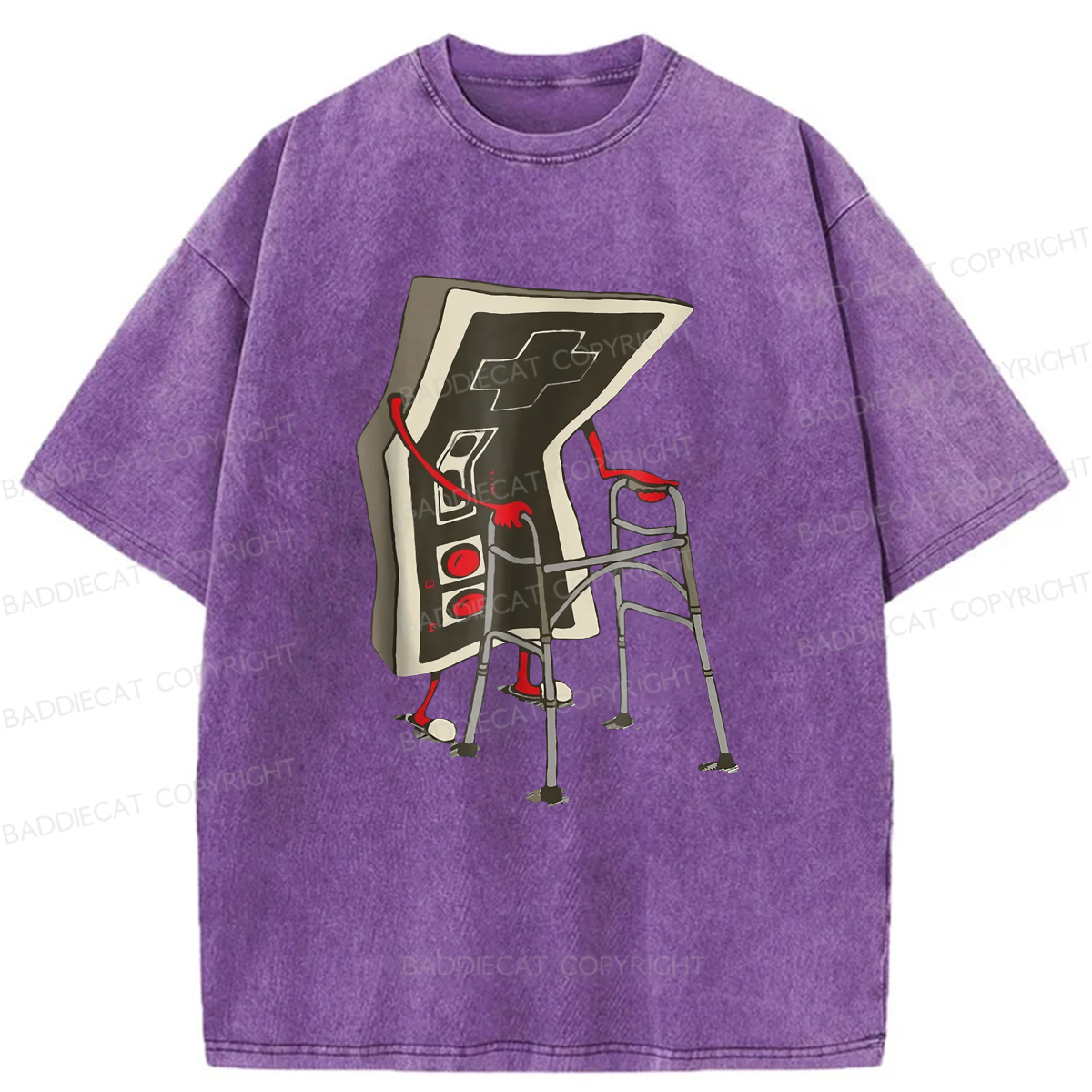 Baddiecat Old Gamer Washed T-shirt