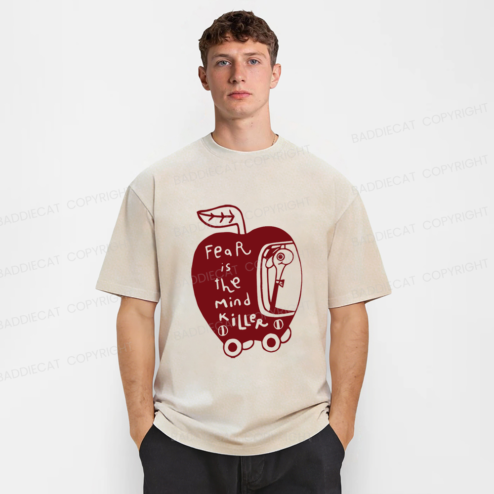 Baddiecat Fear Is The Mind Killer Funny Worm Washed T-shirt