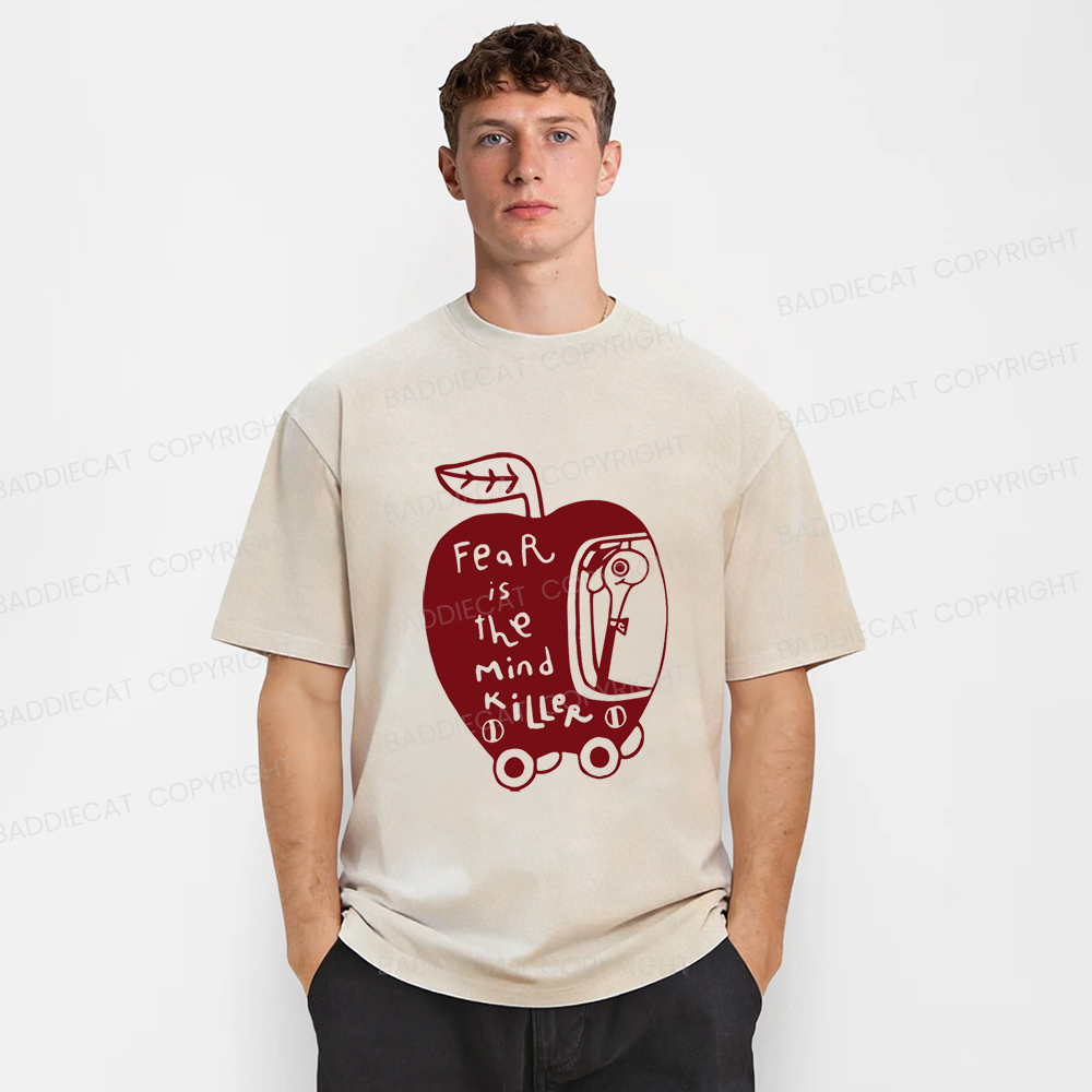 Baddiecat Fear Is The Mind Killer Funny Worm Washed T-shirt