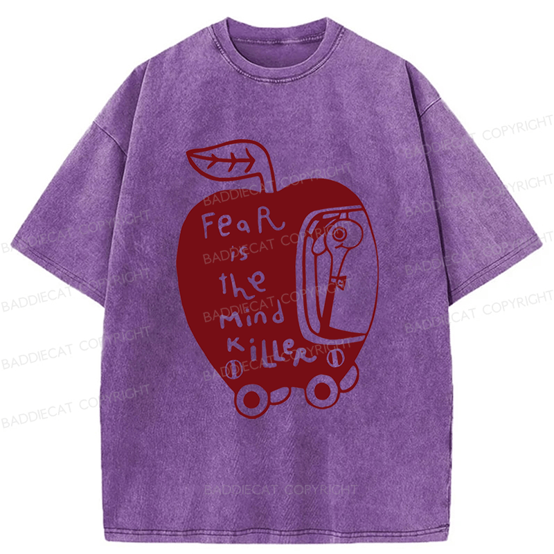 Baddiecat Fear Is The Mind Killer Funny Worm Washed T-shirt