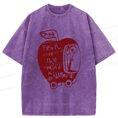 Baddiecat Fear Is The Mind Killer Funny Worm Washed T-shirt