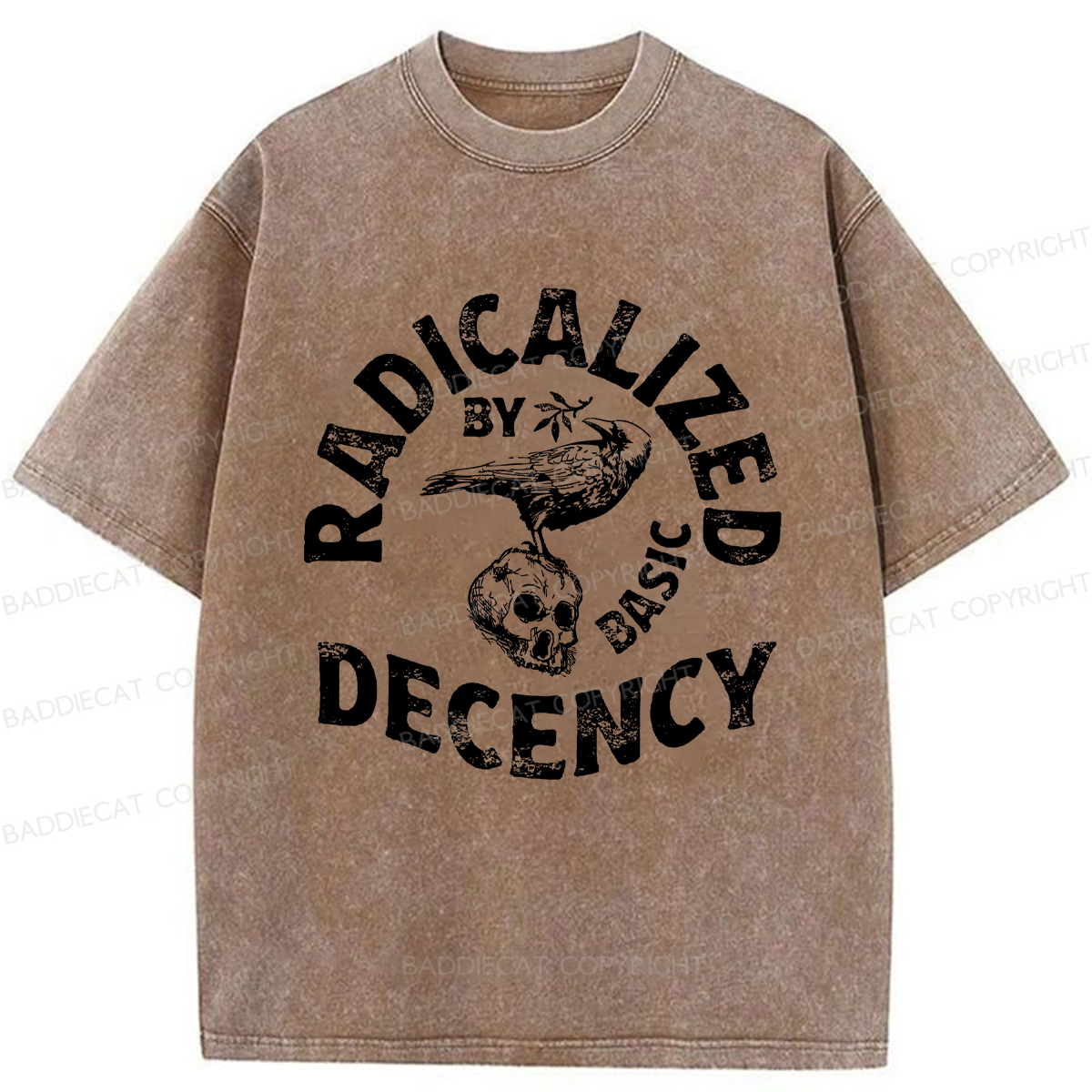 Baddiecat Olive Branch Raven Washed T-shirt