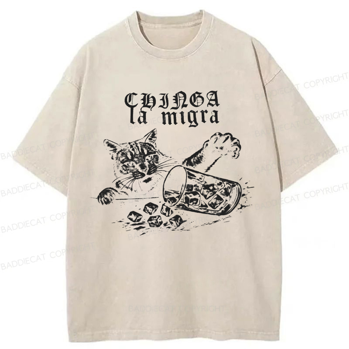 Baddiecat No Ice Cubes Washed T-shirt