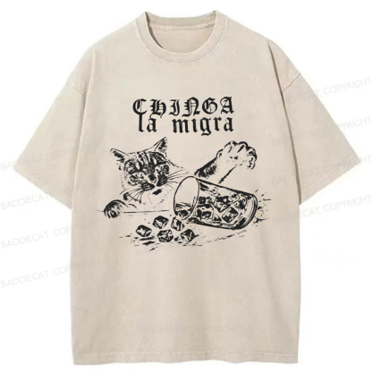 Baddiecat No Ice Cubes Washed T-shirt