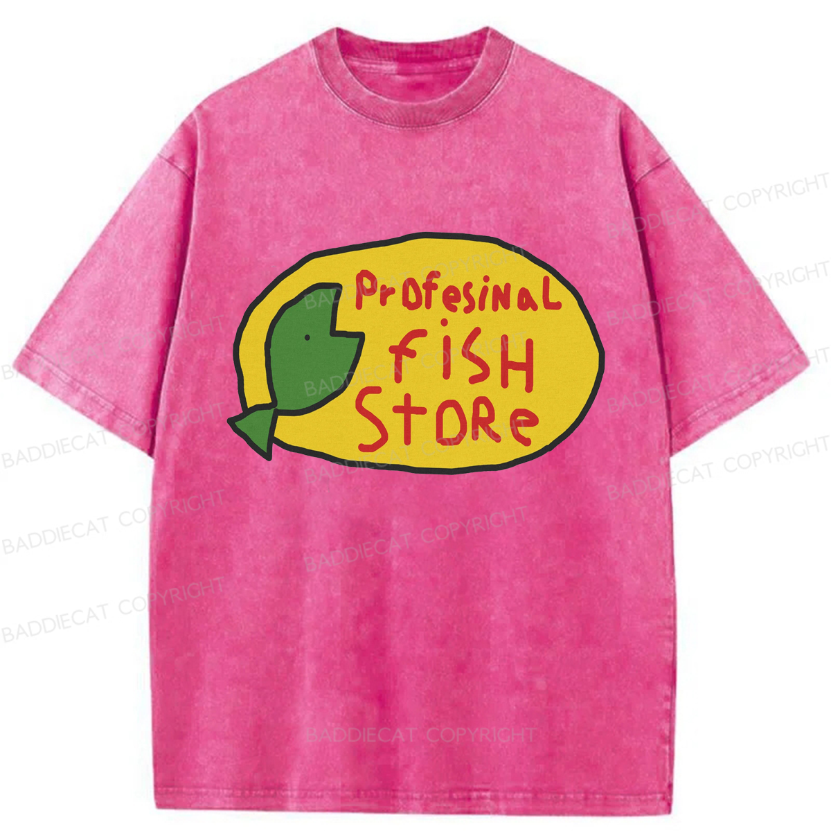 Baddiecat Profesinal Fish Store Washed T-shirt