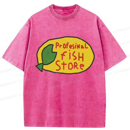 Baddiecat Profesinal Fish Store Washed T-shirt