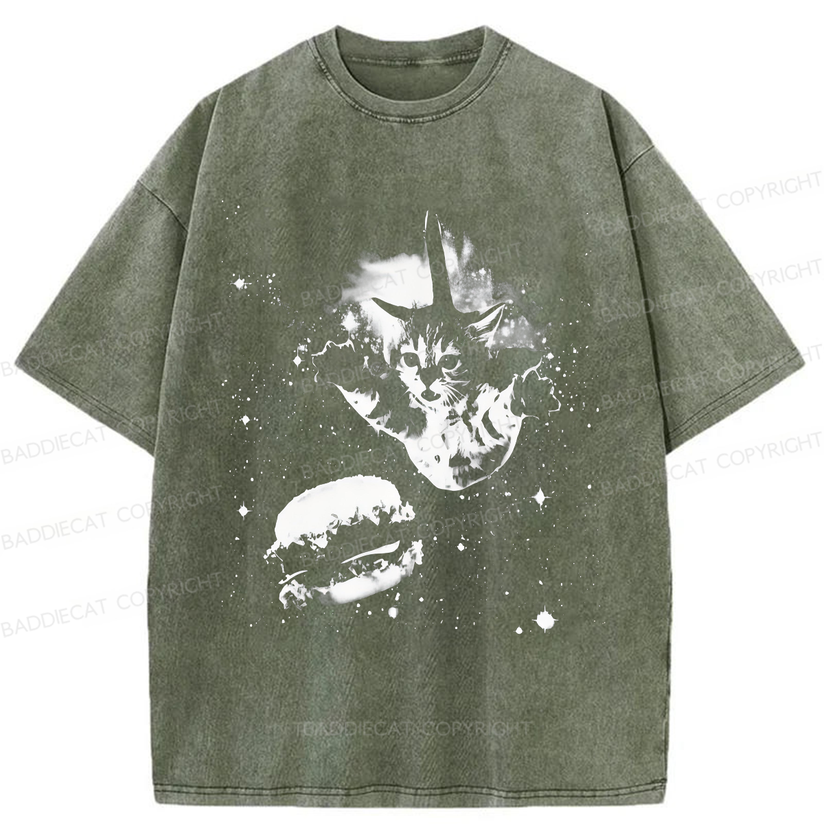 Baddiecat Cat Burger Washed T-shirt