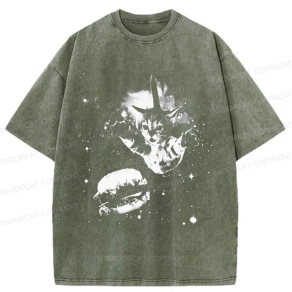 Baddiecat Cat Burger Washed T-shirt