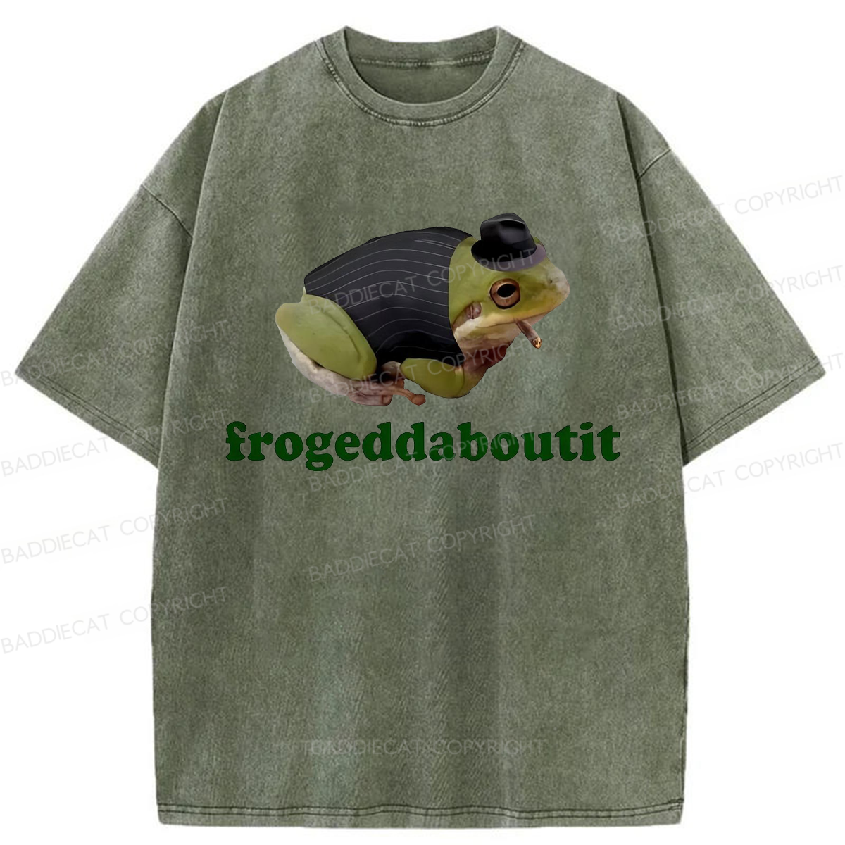 Baddiecat Frogeddaboutit Frog Washed T-shirt