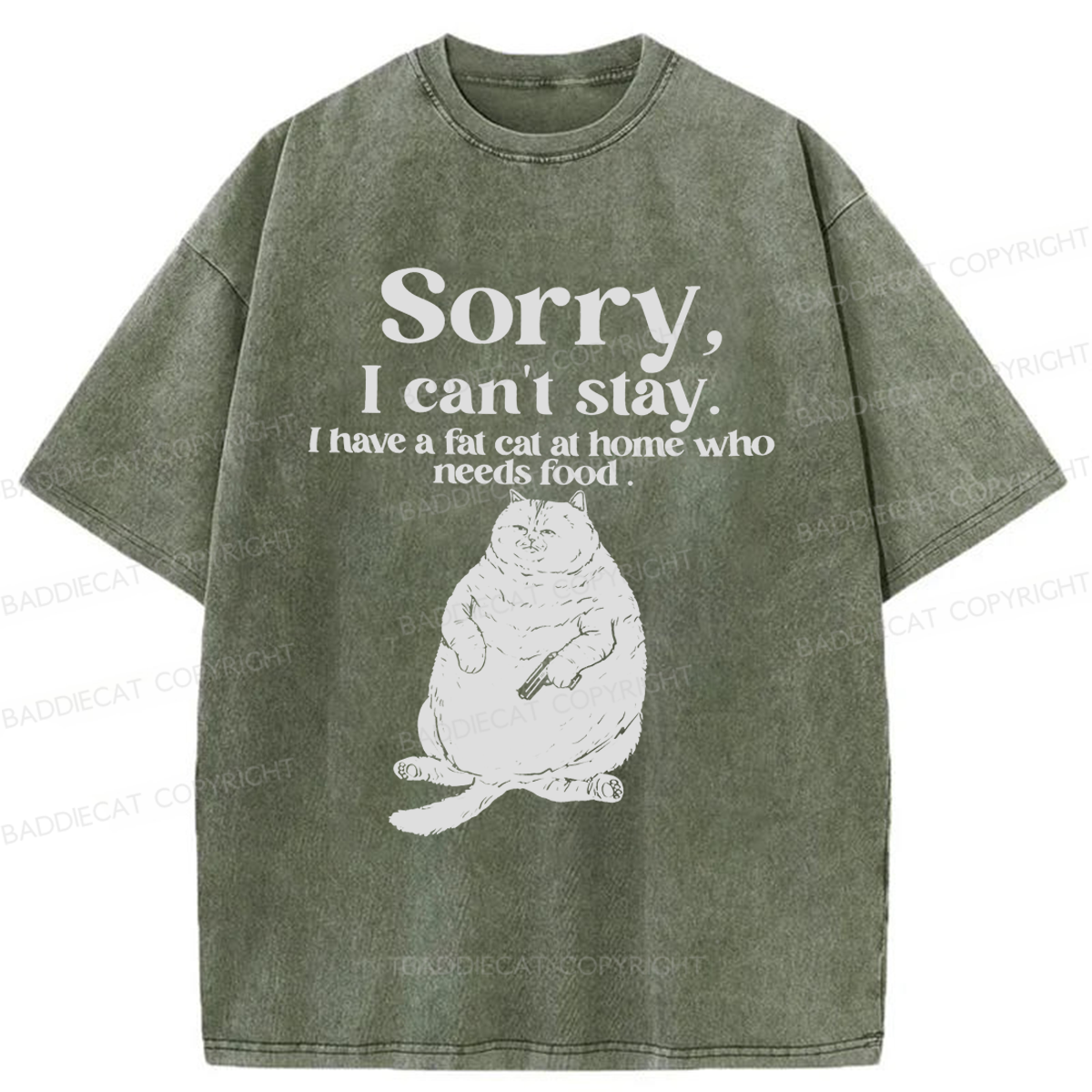 Baddiecat Sorry I Can't Stay Washed T-shirt