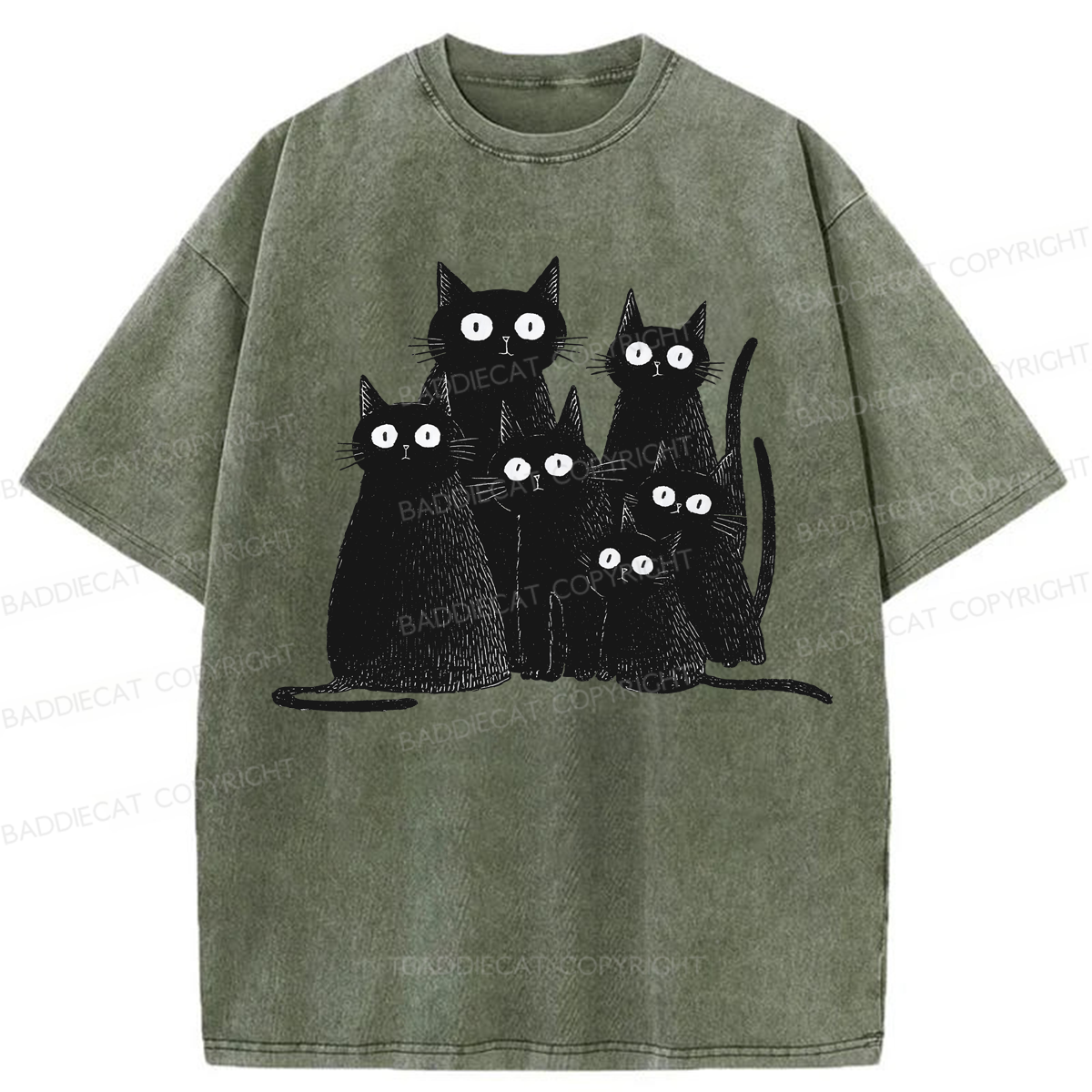 Baddiecat Funny Cats Washed T-shirt