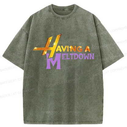 Baddiecat Having A Meltdown Washed T-shirt