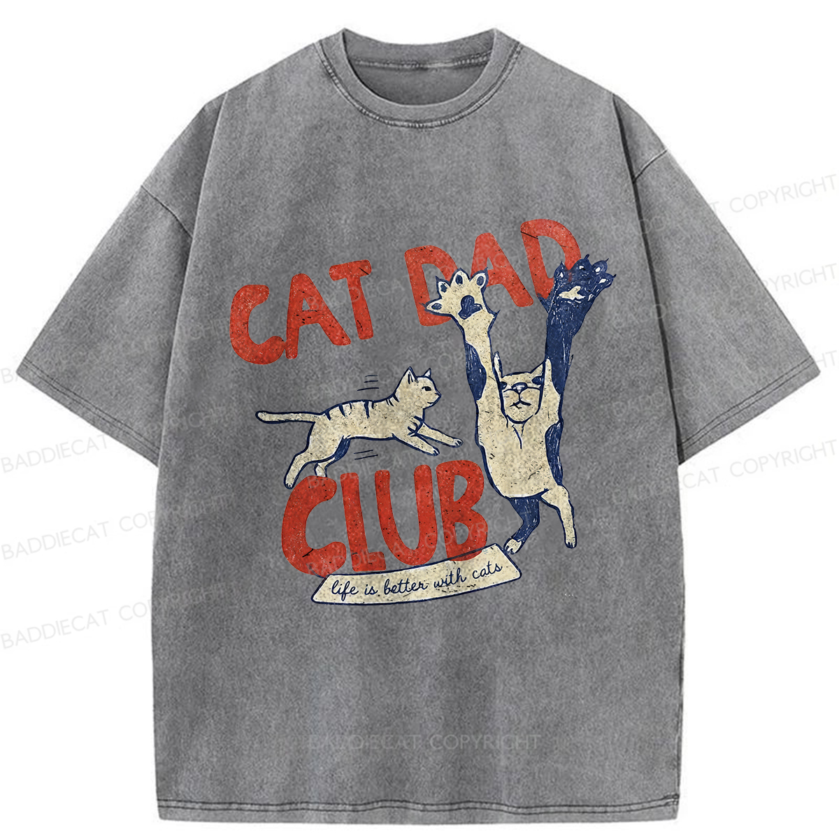 Baddiecat Cat Dad Club Washed T-shirt