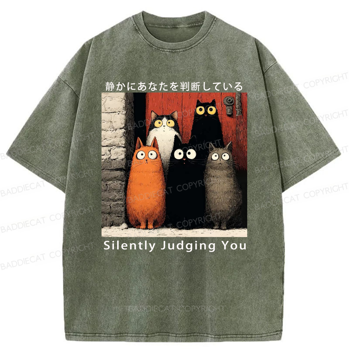 Baddiecat Cats Silently Judging You Washed T-shirt