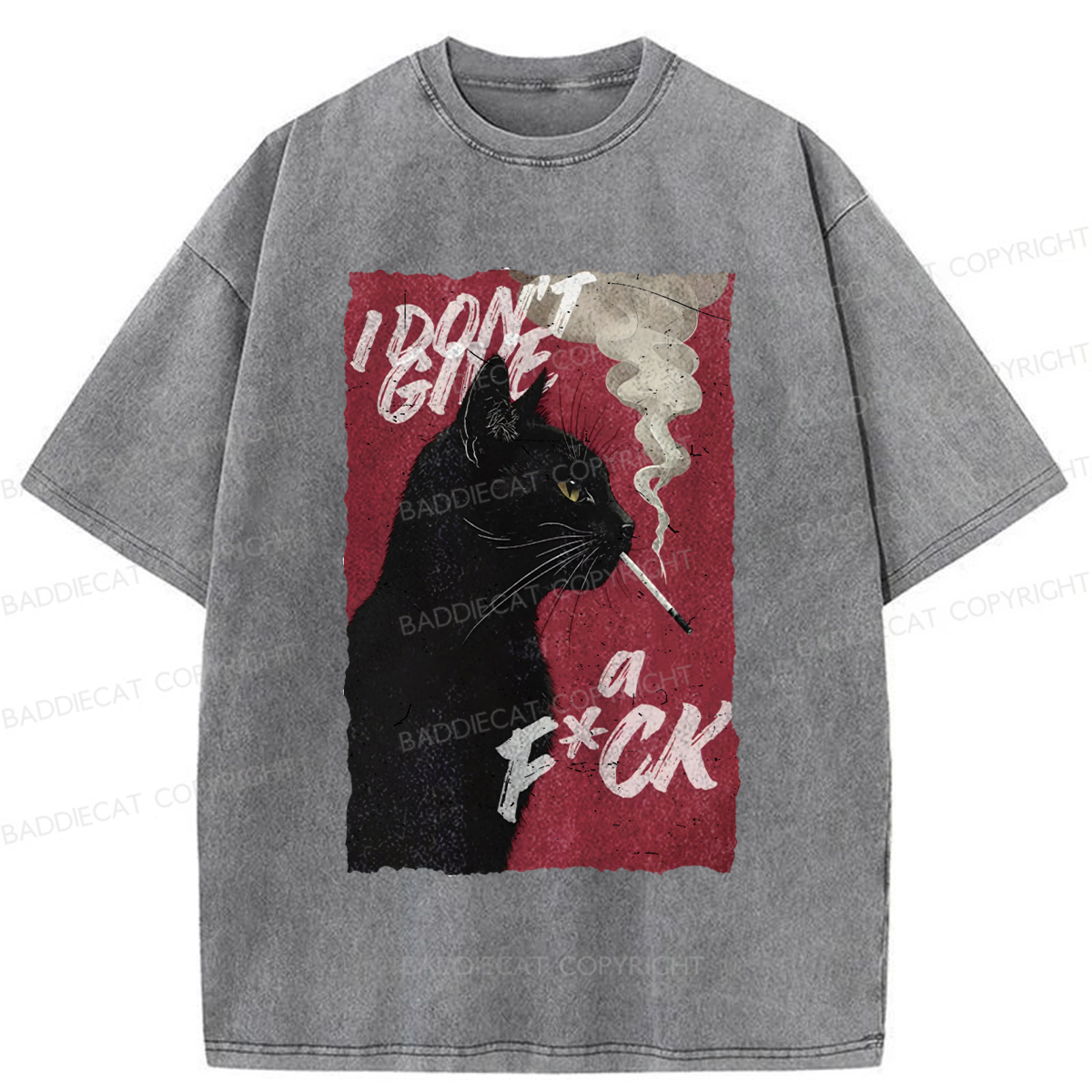 Baddiecat Rebellious Black Cat Washed T-shirt