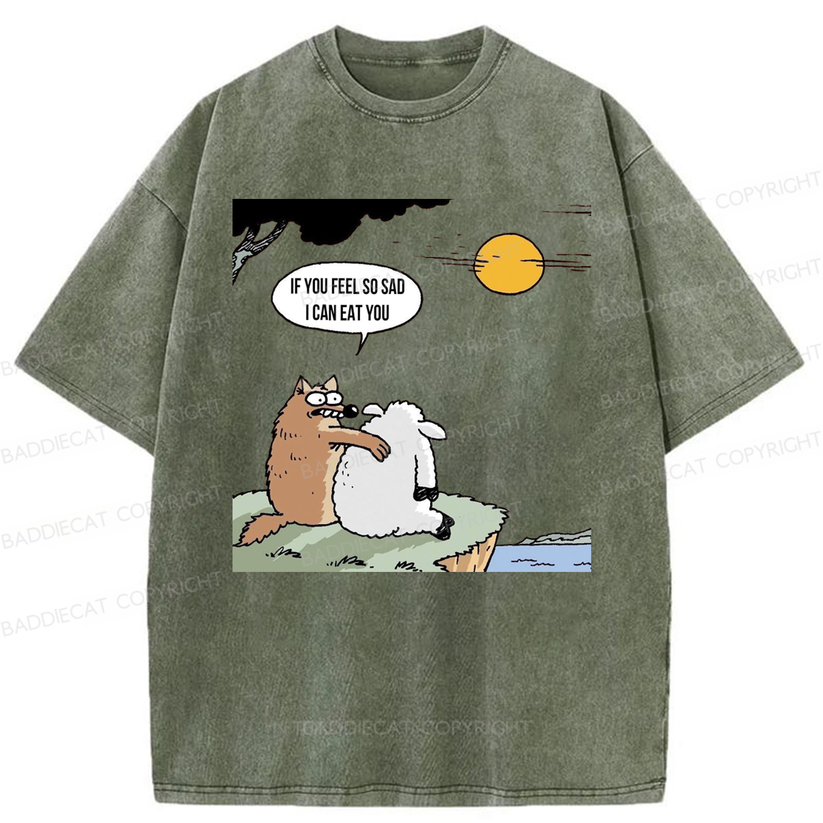 Baddiecat Wolf If You Feel So Sad I Will Eat You Washed T-shirt