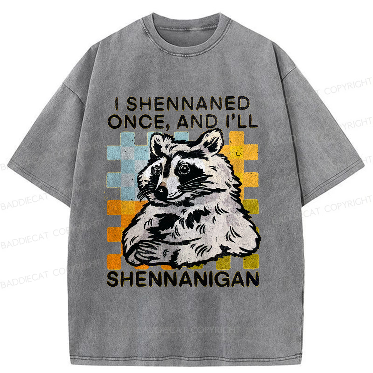 Baddiecat Mischievous Raccoon Washed T-shirt