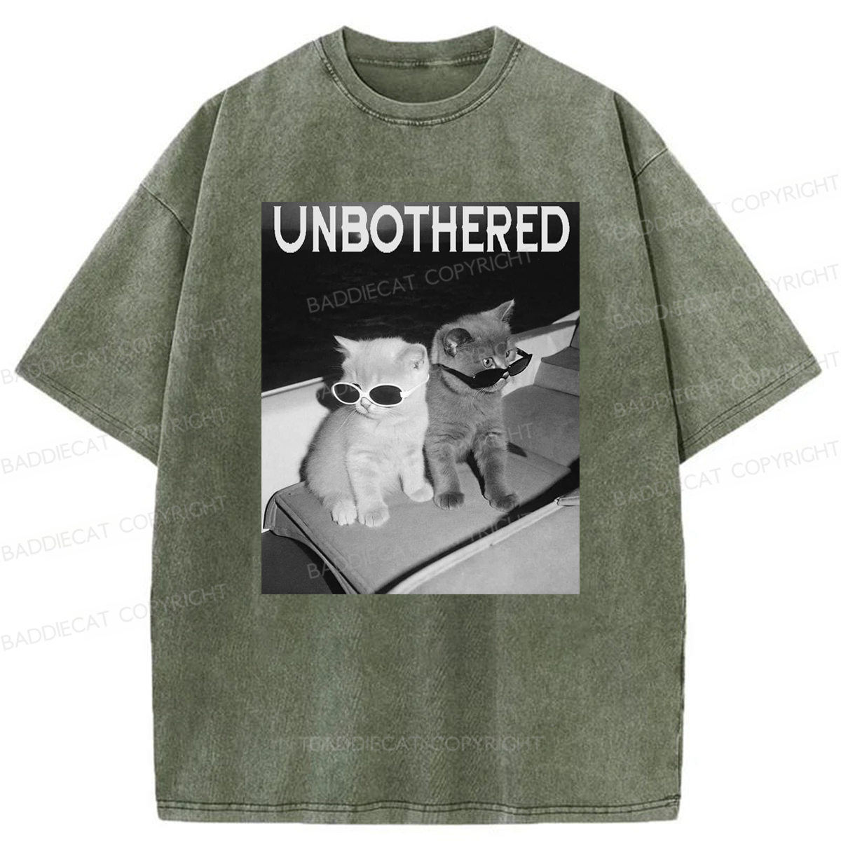 Baddiecat Unbothered Cats Washed T-shirt