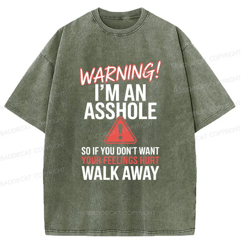 Baddiecat Anti Social Warning I'm An Asshole Washed T-shirt