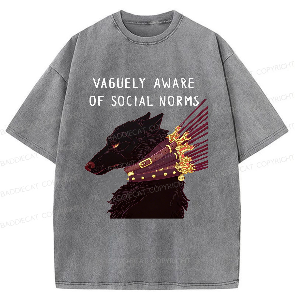 Baddiecat Vaguely Aware Of Social Norms Washed T-shirt