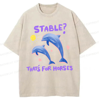 Baddiecat Funny Dolphin Washed T-shirt