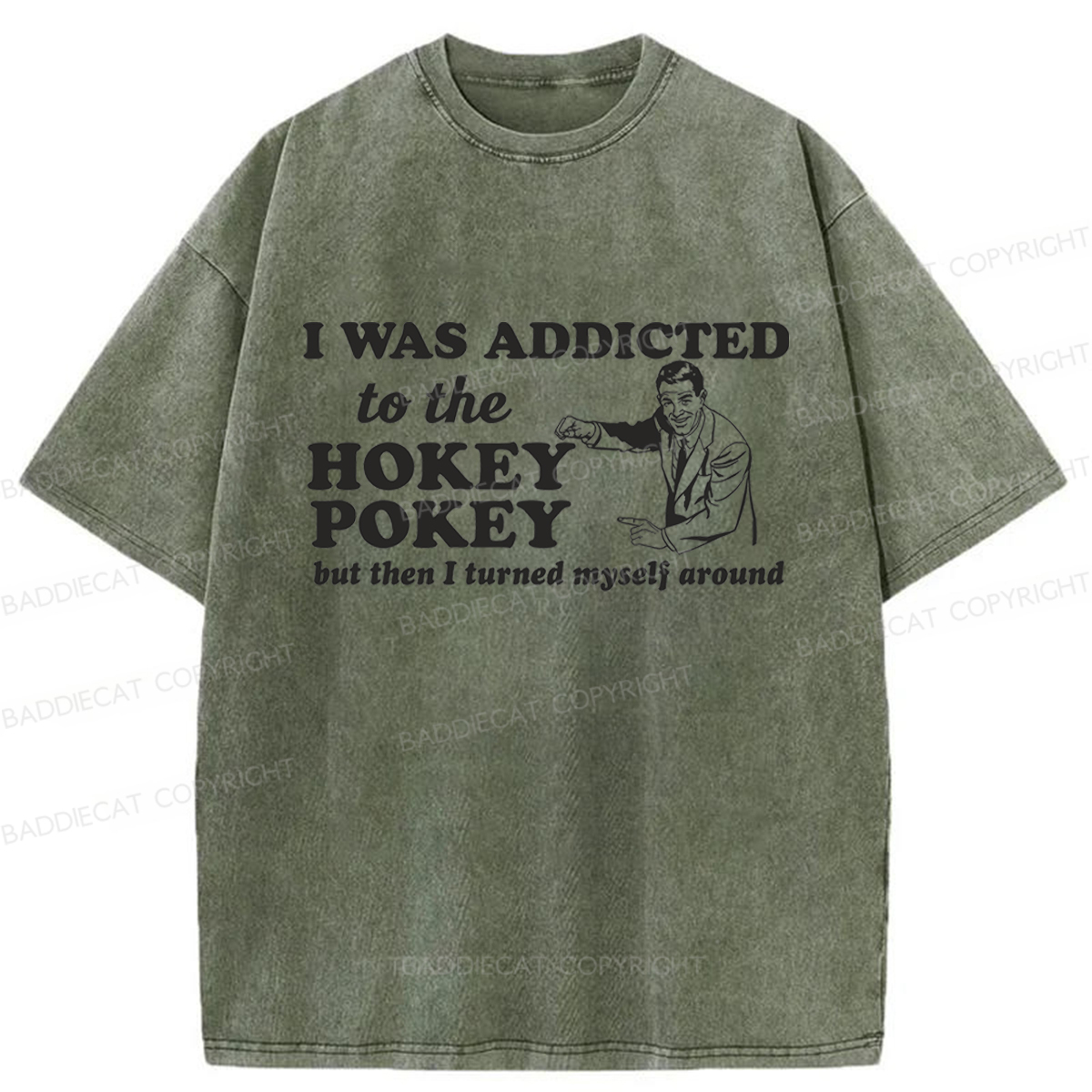 Baddiecat Hokey Pokey Funny Pun Dance Washed T-shirt